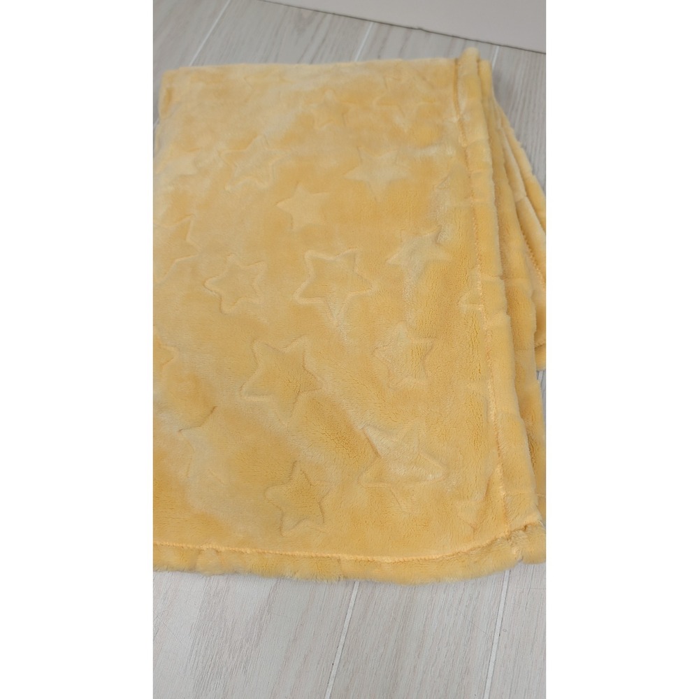 Little Miracles Costco Baby Blanket Yellow Embossed Stars Plush
